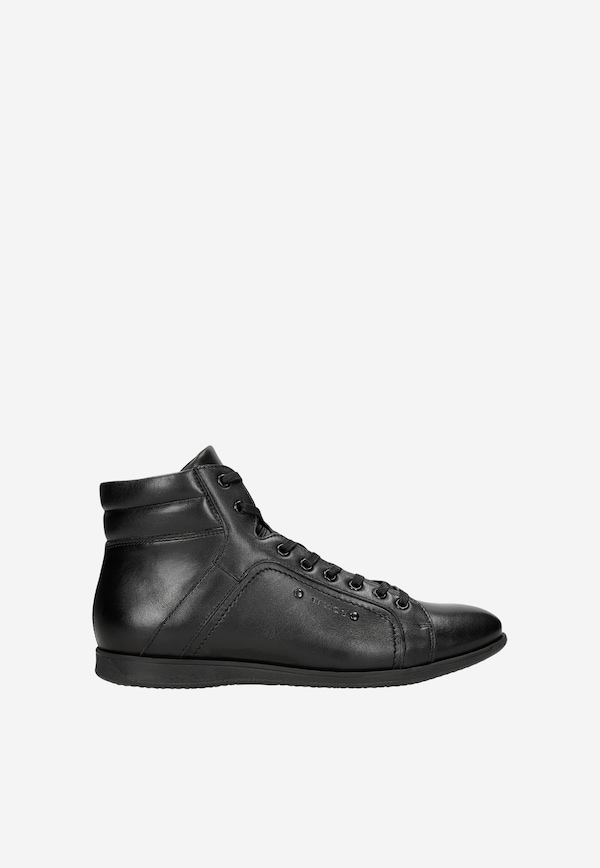 Czarne trzewiki męskie sneakersy skórzane
