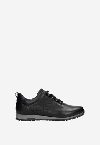 Czarne całoroczne sneakersy męskie ze skóry licowej
