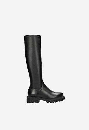 Czarne skórzane kozaki damskie do kolan