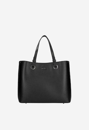 Velká černá kožená dámská kabelka