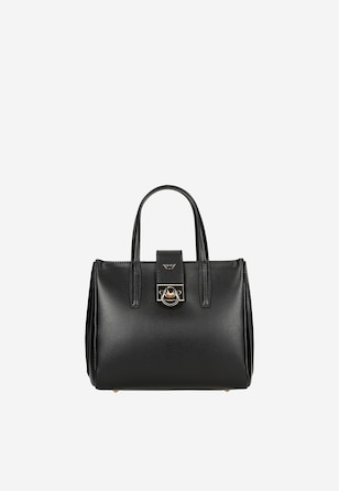 Black elegant box-shaped handbag for women