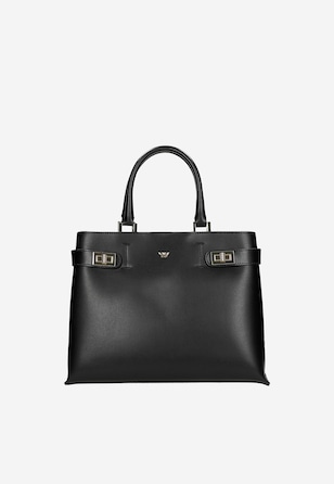 Czarny skórzany kuferek damski