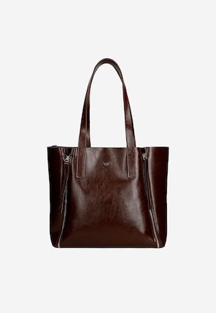 Kožená bordová dámska shopperka