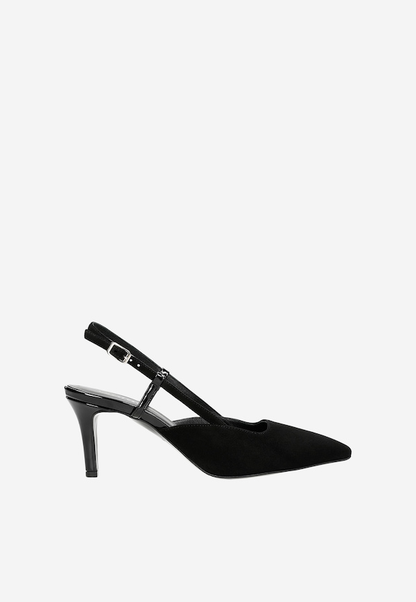 Pantofi stiletto negru cu călcâi deschis damă