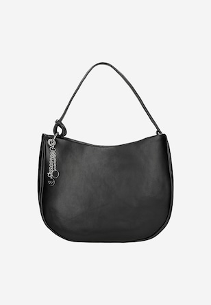 Čierna kožená dámska kabelka s príveškom