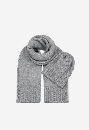 Set din lână merino căciulă+fular horn