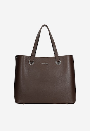 Large dark brown leather women's handbag