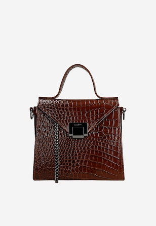 Brązowa torebka damska z tłoczonej skóry
