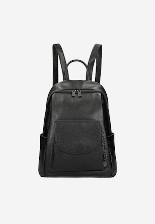 Štýlový dámsky ruksak z čiernej lícovej kože