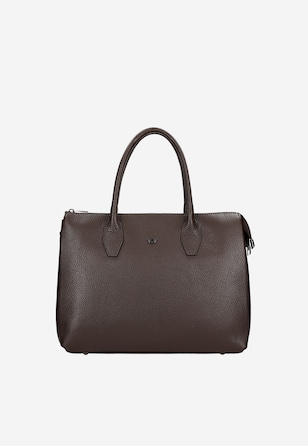 Brown leather box-shaped handbag