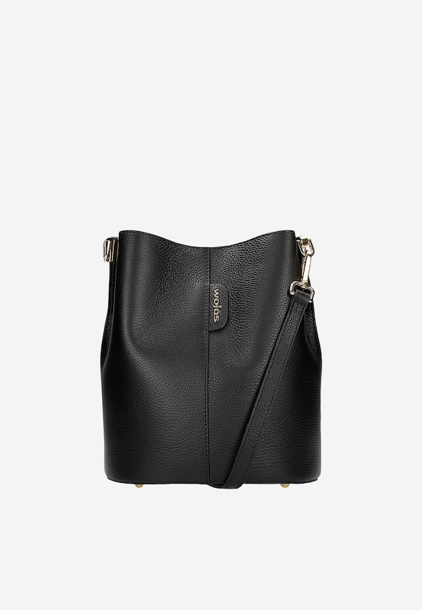 Czarna skórzana torebka damska bucket bag