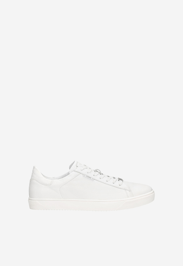 Classic white sneakers made of smooth leather
