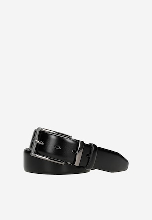 Czarny klasyczny pasek męski ze skóry naturalnej