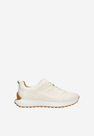Beżowe sneakersy damskie z ozdobnymi tłoczeniami