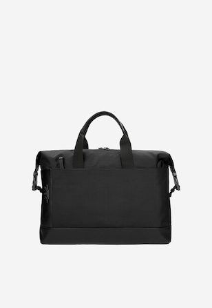 Czarna weekendowa torba męska RELAKS z tkaniny i skóry licowej