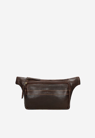 Brown leather belt bag for men