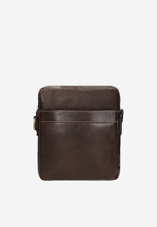 Mała brązowa torba na ramię ze skóry licowej