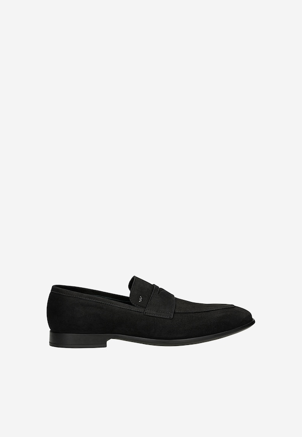 Czarne loafersy męskie z nubuku