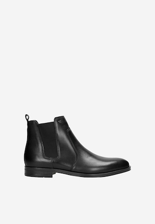 Černé pánské kotníkové boty Chelsea z hladké kůže