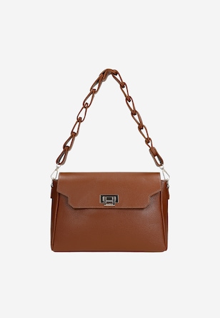 Geantă mică maro din piele granulată damă