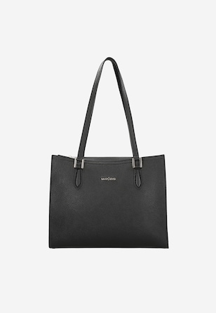 Czarny skórzany kuferek ze złotymi elementami