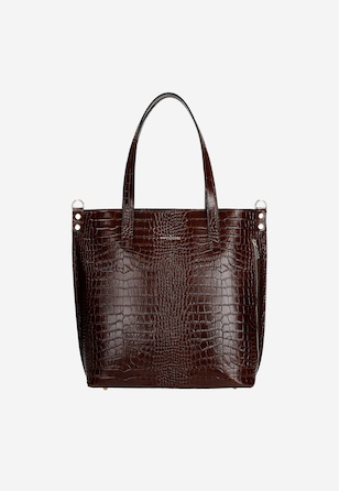 Torebka damska skórzana w kolorze ciemnobrązowym