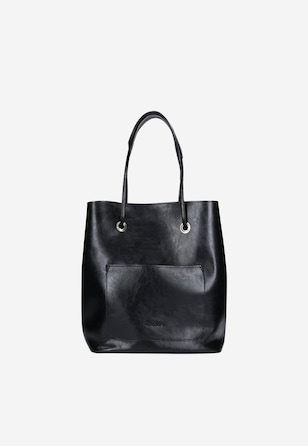Velká černá dámská kabelka z hladké lícové kůže