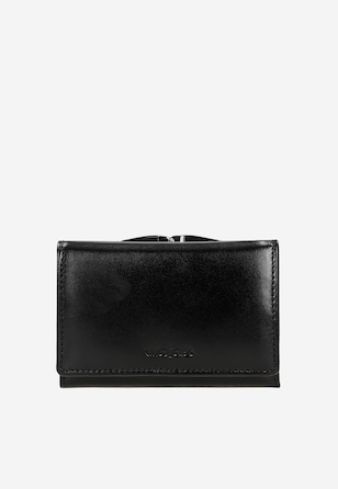 Czarny skórzany portfel damski z RFID