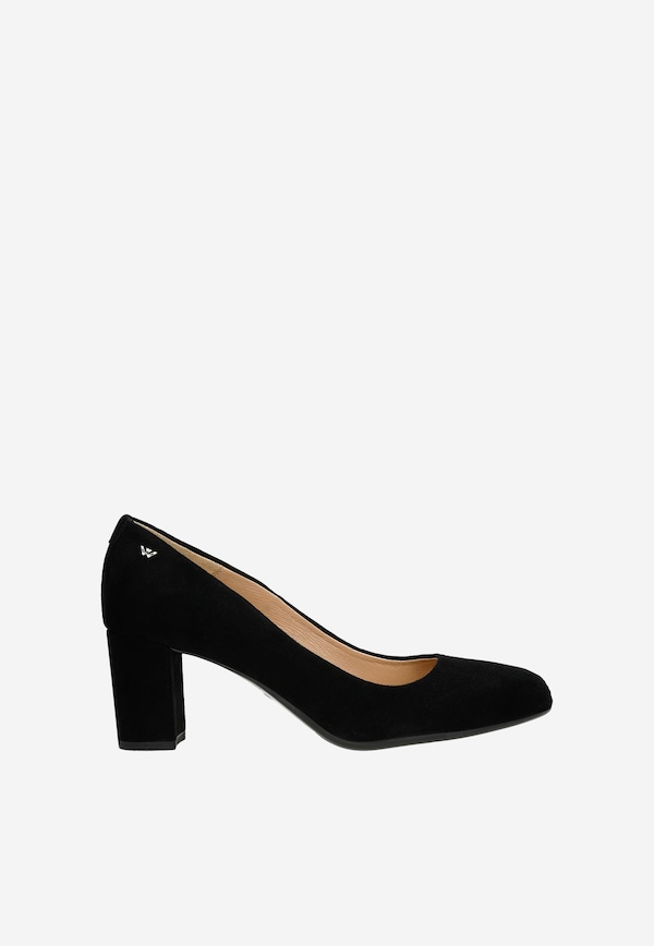 Stiletto negre din piele velur
