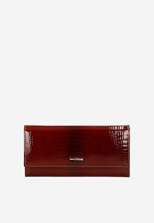 Červená lakovaná dámská peněženka se zajímavým ražením