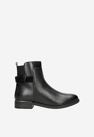 Czarne botki damskie ocieplane skórą owczą