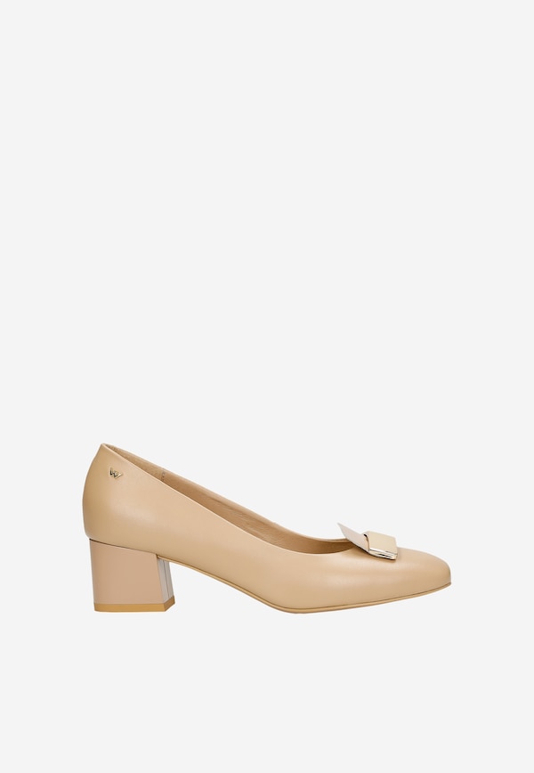 Pantofi stiletto din piele granulată și decor metalic damă