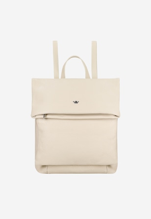 Kožený dámsky batoh v svetlobéžovej farbe