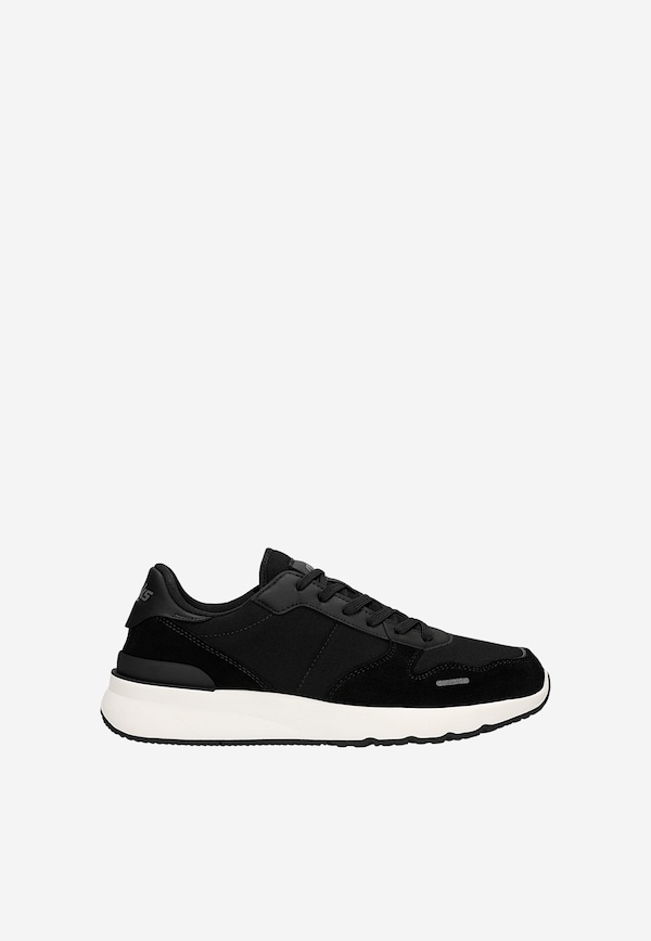 Czarne sneakersy męskie RELAKS na białej podeszwie