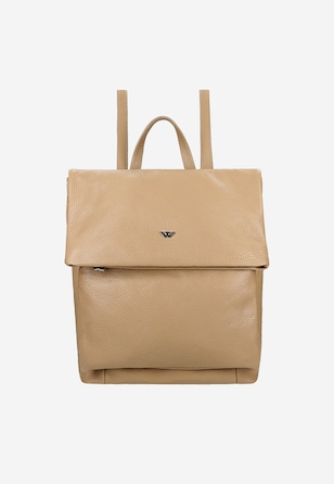 Béžový kožený mestský batoh