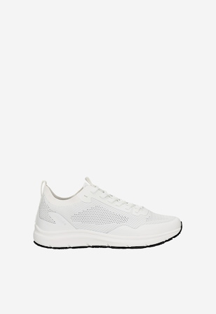 Białe sneakersy RELAKS z odblaskowym logo na pięcie