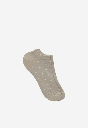 Beżowe bawełniane stopki w białe kropki