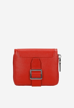 Mały czerwony portfel damski ze skóry