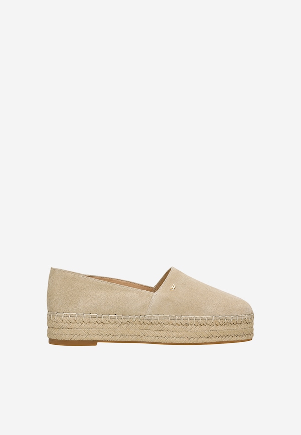 Beżowe espadryle damskie na platformie