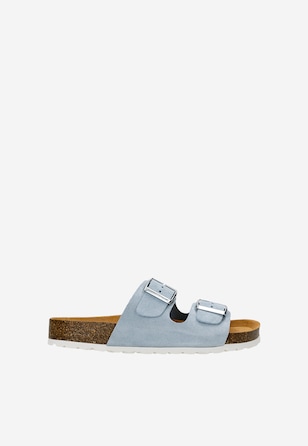 Jasnoniebieskie klapki na korku