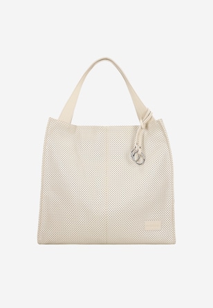 Velká béžová nákupní taška z lícové kůže