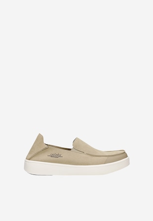 Beżowe mokasyny męskie RELAKS z materiału MicroPOLYtex