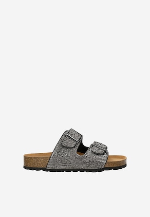 Klapki z cyrkoniami na korkowej podeszwie