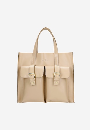 Béžová kožená dámská kabelka