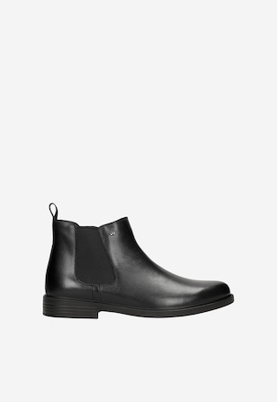 Czarne skórzane sztyblety męskie z zapięciem na zamek