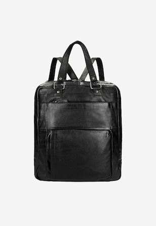 Geantă-rucsac 2 în 1 din piele neagră