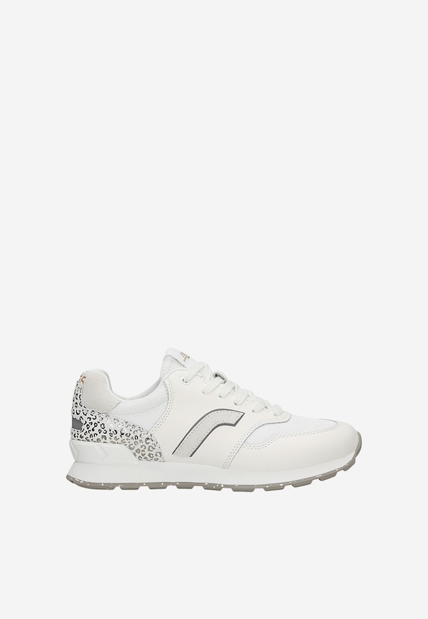 Białe sneakersy damskie RELAKS z aplikacją w srebrną panterkę