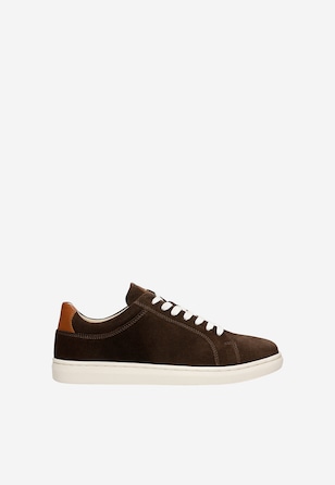 Brązowe trampki męskie z dwoiny welurowej