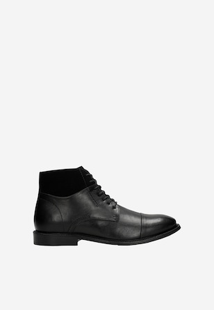 Men's black boots made from combined leathers