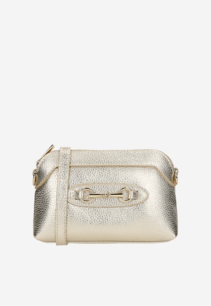 Mała złota torebka wizytowa ze złotymi elementami